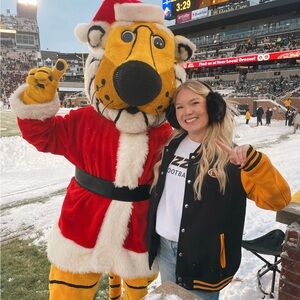 Black and Yellow Varsity Jacket with Tiger Design
